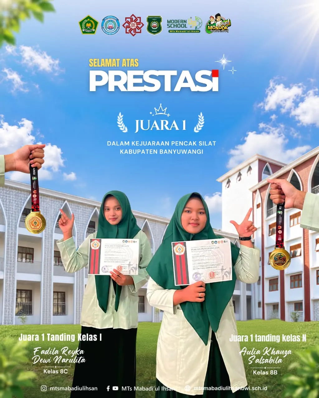 Juara 1 Pencak Silat Tanding Putri kelas I dan N