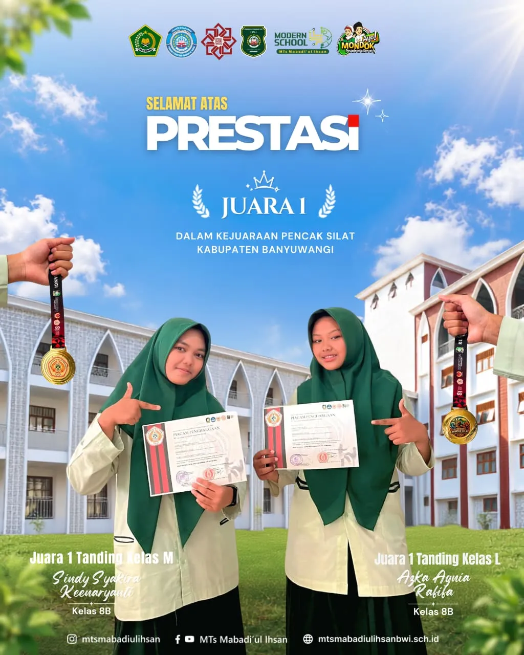 Juara 1 Pencak Silat Tanding Putri Kelas M dan L