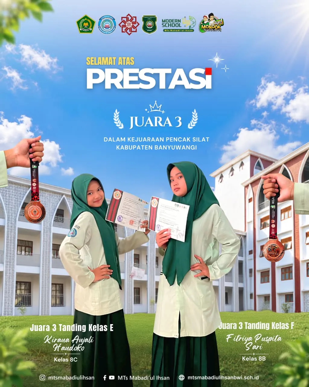 Juara 3 Pencak Silat Tanding Putri kelas E dan F