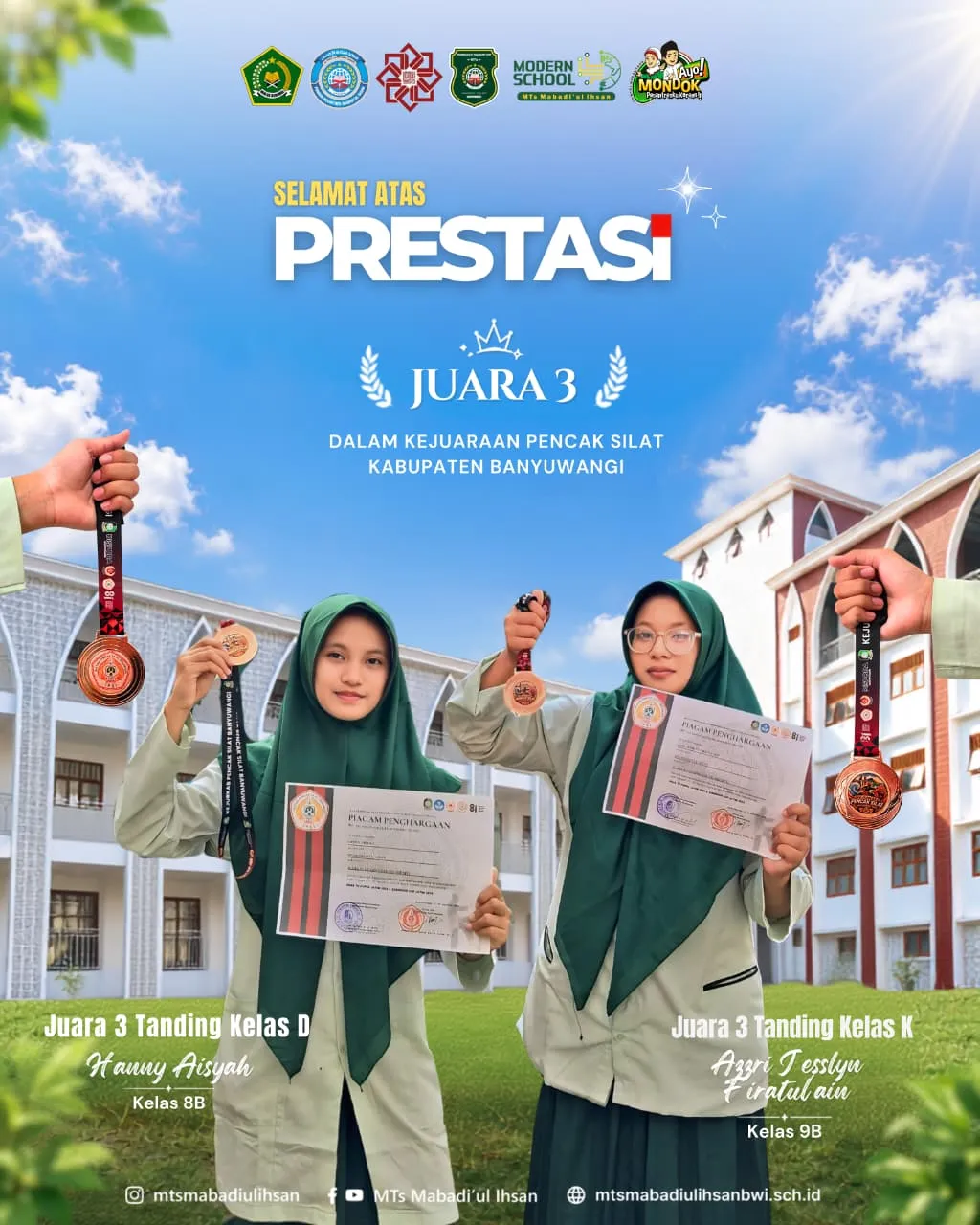 Juara 3 Pencak Silat Tanding Putri kelas D dan K